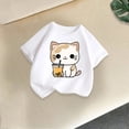thumbnail image 4 of Girls' Summer Short-sleeved T-shirt with Cute Cat Print-Lightweight, Comfortable and Breathable Children's Casual and Fashionable Style, 4 of 4
