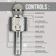 Mockins Silver Portable Bluetooth Karaoke Microphone | Mic & Bluetooth Speaker | Compatible with IOS and Android Devices