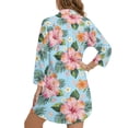 thumbnail image 2 of Xoenoiee Tropical Hibiscus Plumeria Flower Palm Leaves Print Button Down Beach Coverup for Women, Long Sleeve Swimsuit Coverup Bikini Shirt Bathing Suit Cover Ups for Pool Vacation, Size L, 2 of 7