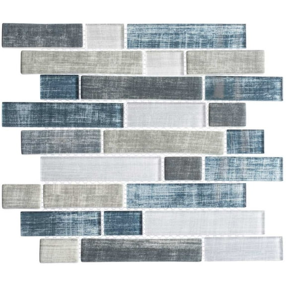Urbanite Jive Blue 1-in. x 4-in. Brick Joint Marble Look Subway Matt Glass Mosaic Wall Tile