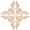 thumbnail image 1 of Uxcell 4Pcs Apliques de Madera Tallada, 12x12 cm/4.7x4.7 in Esquinas sin Pintar Decoraciones de Flores para Puertas, 1 of 6