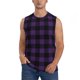 thumbnail image 1 of Fotbe Purple Black Plaid Men's Camiseta sin Mangas Estampada para Hombres, Playera Casual para Gimnasio, Entrenamiento, Playa-Small, 1 of 7