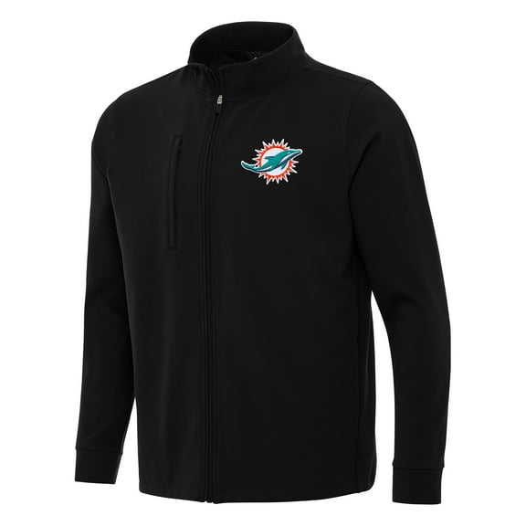 Men's Antigua Black Miami Dolphins Regard Full-Zip Jacket