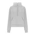 thumbnail image 6 of Enjoytime Women Fall Clothes Solid Color Stand Collar Half Zip Cropped Sweatshirts Plus Size Fall Fashion Casual Long Sleeve Pullover Tops, 6 of 6