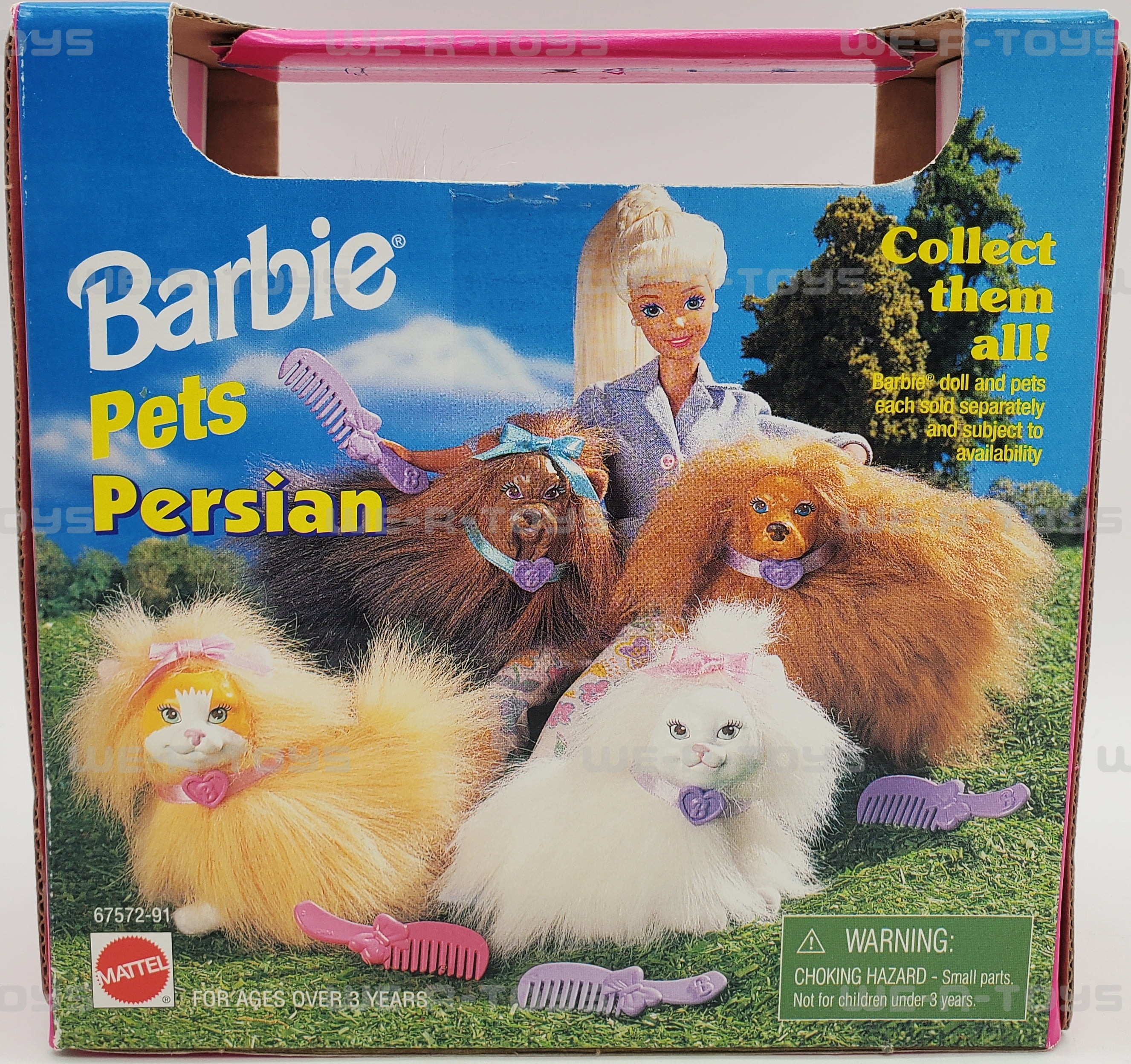 Barbie Pets Persian Cat Plush with Collar and Comb 1998 Mattel 67572-91 NRFB