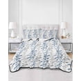 thumbnail image 2 of Quilt King Size Bedding Set, Navy Blue Grey Botanical Reversible Summer Quilt 3 Pieces, Spring Floral Summer Farmhouse Lightweight Bedspreads Coverlets with 2 Pillow Shams for All Seasons, 2 of 5