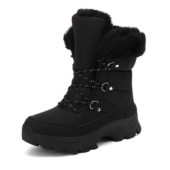 YAYUBA Waterproof Insulated Womens Snow Boots, Lace Up or On Winter Boots for Women, Medium or Wide Width Sizes 6.5 to 9, Black, Brown, Blue, White or Grey Winter Shoes