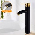 thumbnail image 1 of Grifo para lavabo de baño, mezclador negro mate, lavabo, mezclador de tocador, caño alto, orificio único, 1 of 5