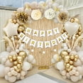 thumbnail image 3 of Golden Birthday Party Decorations for Women Girls, White Sand Beige Gold Balloons Tablecloth Birthday Sash Crown Fringe Curtain Butterfly Bday Decor, 3 of 7