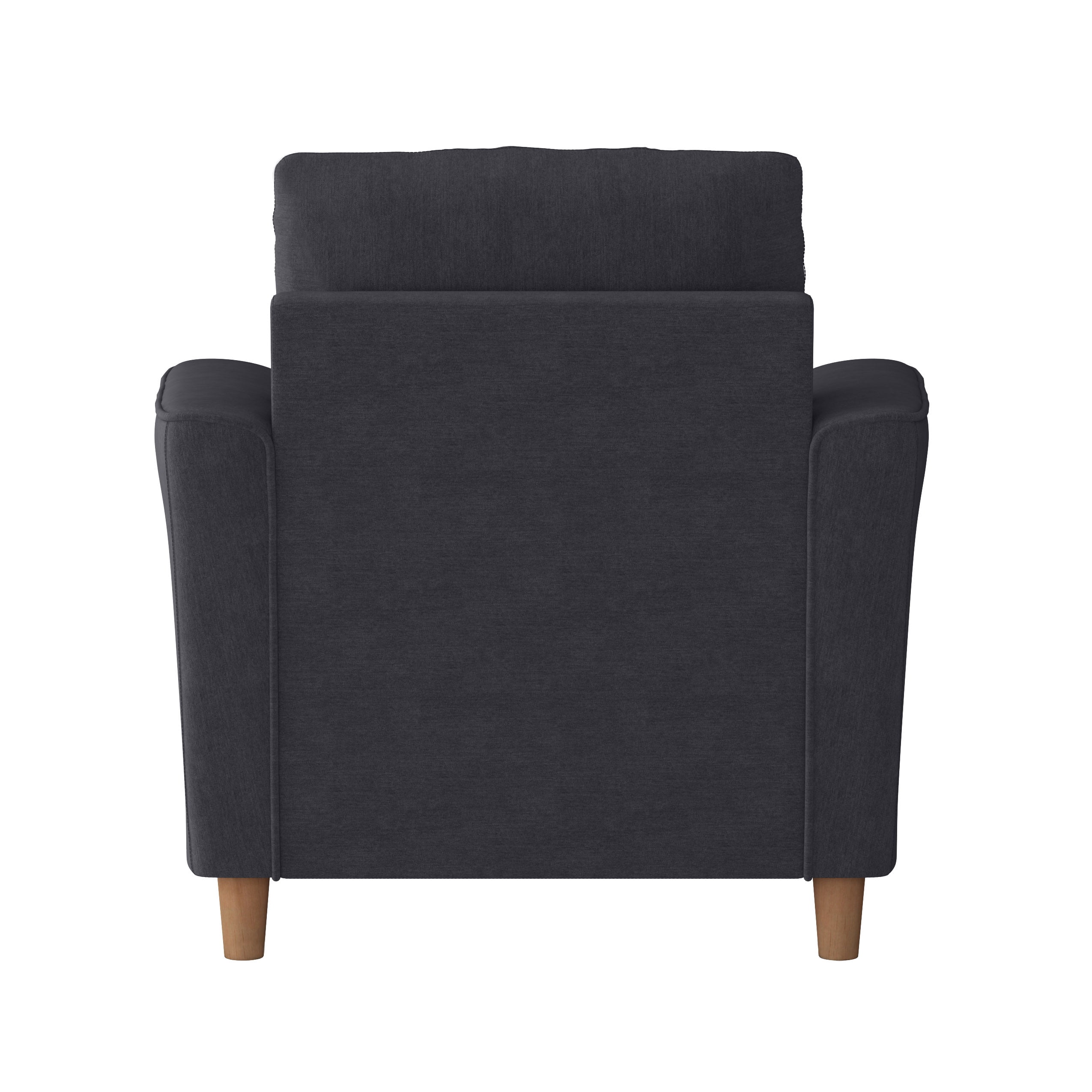 CorLiving Caroline Upholstered Indoor Accent Arm Chair with Flared Arms and Wood Legs, Dark Grey