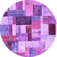 thumbnail image 1 of Ahgly Company Indoor Round Patchwork Purple Transitional Area Rugs, 8' Round, 1 of 4