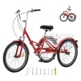 thumbnail image 5 of SKYSHALO 26-inch 7-Speed Folding Adult Tricycle, Red, Carbon Steel, 265 lbs Capacity, 5 of 9