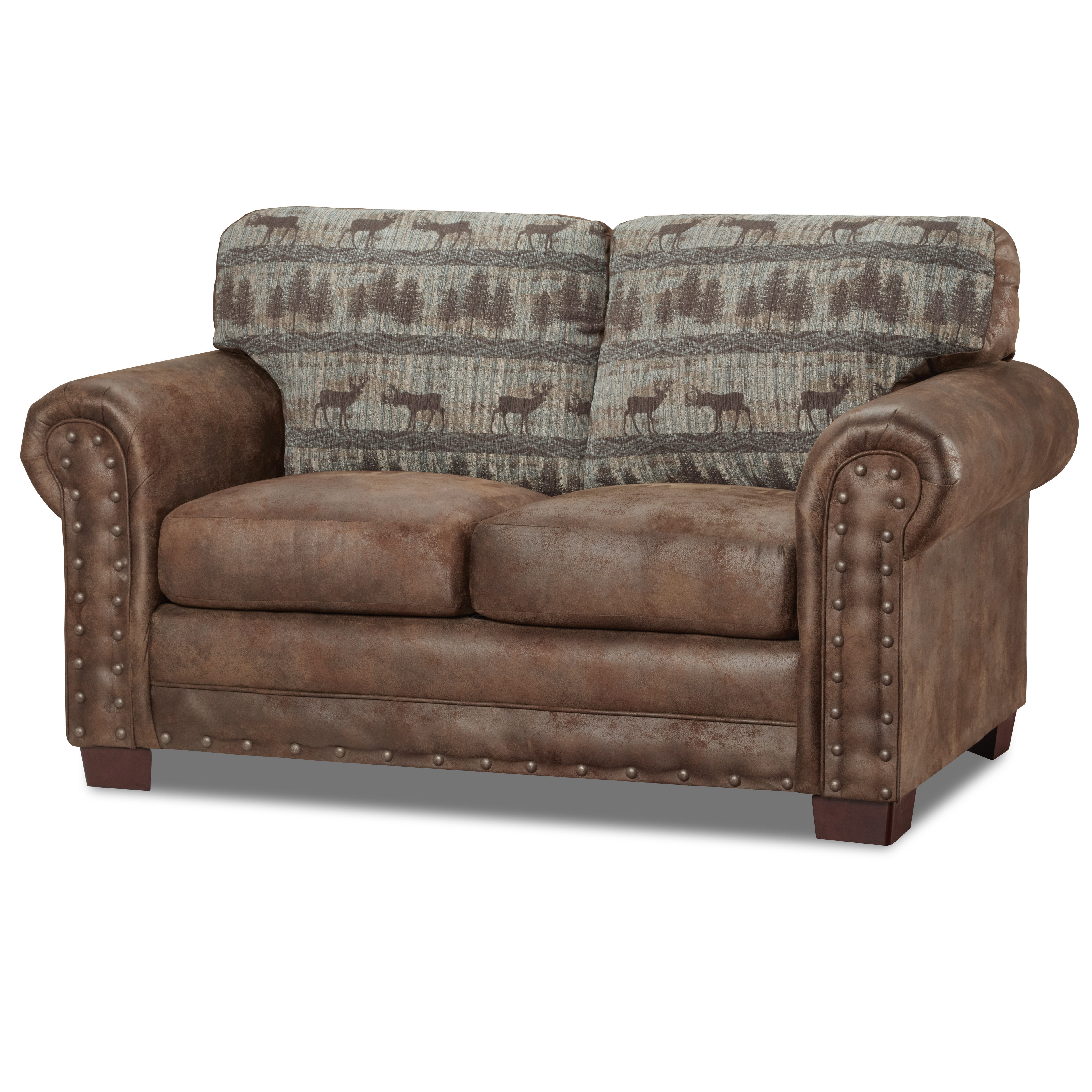 American Furniture Classics Model 8502-90 Deer Teal Lodge Tapestry Loveseat