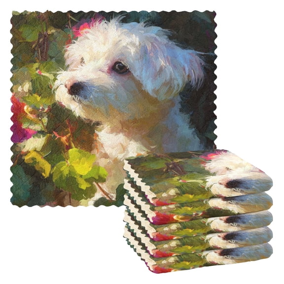 6 Pieces of Kitchen Towels 11x11Inch Kitchen Dish Cloths Kitchen Dish Towels Reuseable Cleaning Cloths Fluffy Pup Garden