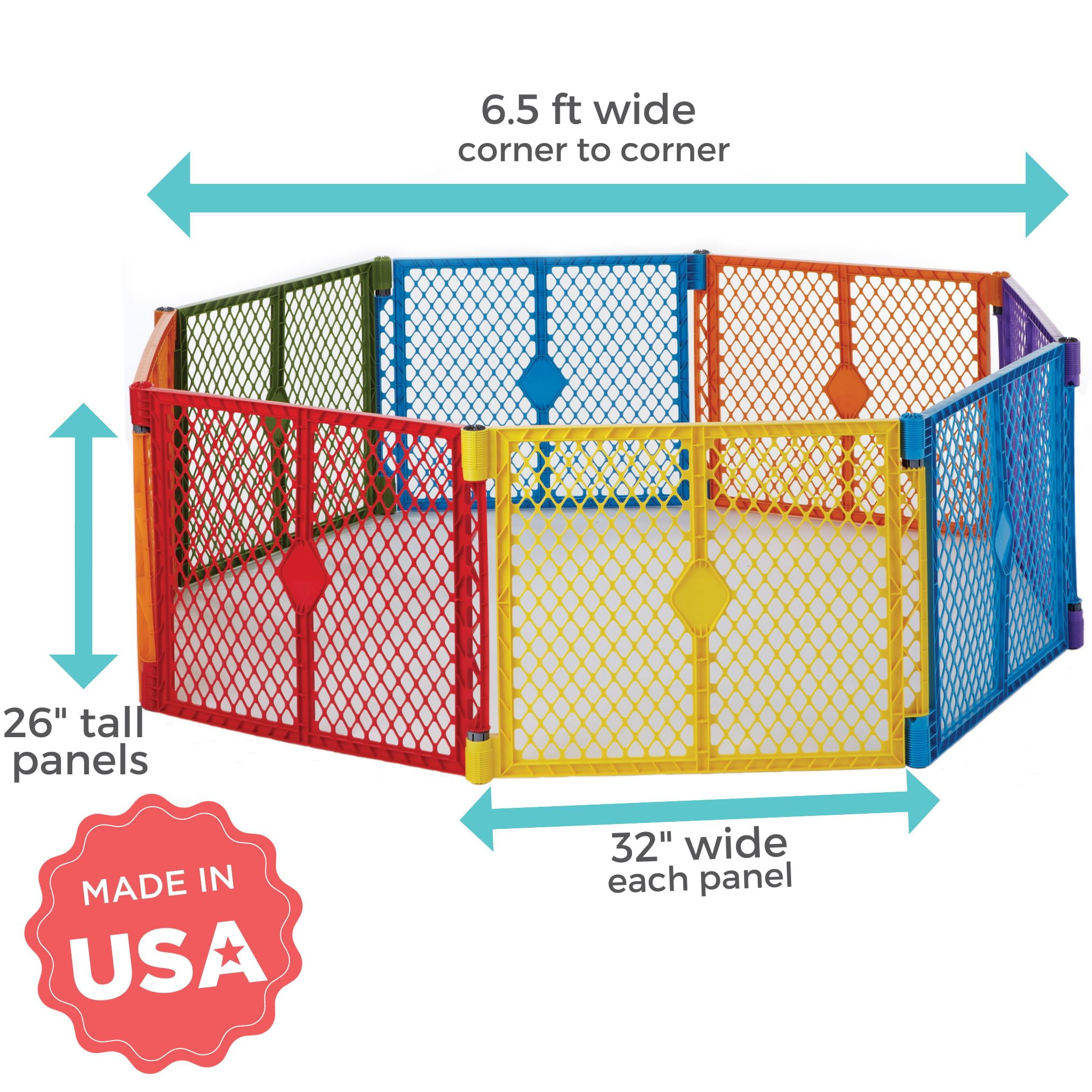 Toddleroo by North States Superyard Colorplay 8-Panel Play Yard, Multicolor