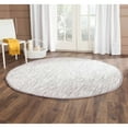 thumbnail image 1 of Safavieh Montauk Collection MTK753A Tapis de Zone en Coton à Franges Fait à la Main, 6' x 6' Rond, Argent, 1 of 5