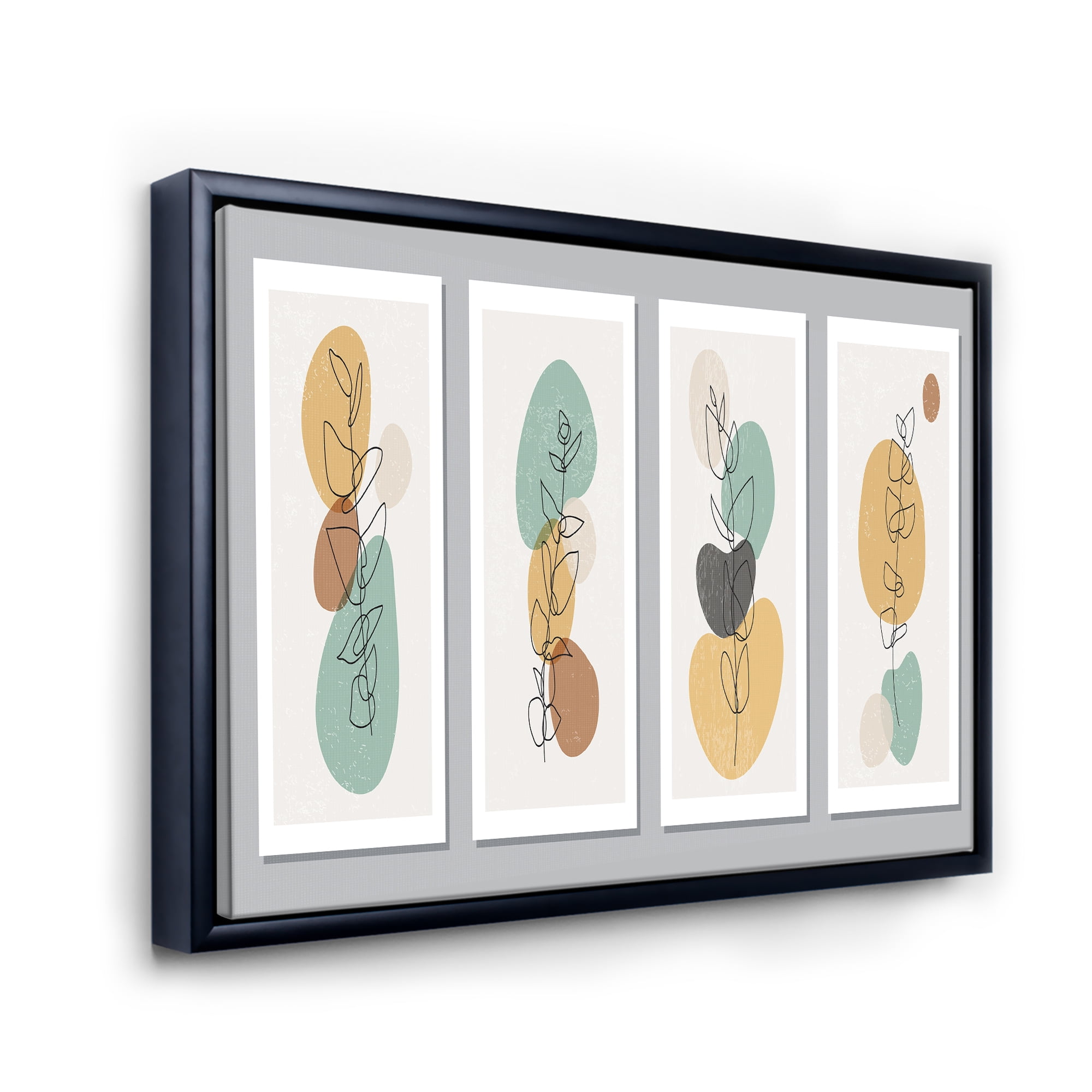 Designart 'Compostion Minimalistic of Organic Shapes III' Modern Framed Canvas Wall Art Print