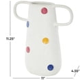 thumbnail image 3 of DecMode 11" Round White Ceramic Vase with Multicolor Spots and Handles, 3 of 9