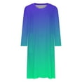 thumbnail image 4 of VSSSJ Women's Plus Size Dresses Crew Neck Gradient Printed Loose Fit Long Sundress Long Sleeve Casual Vacation Midi Dress with Pockets Green01 L, 4 of 5
