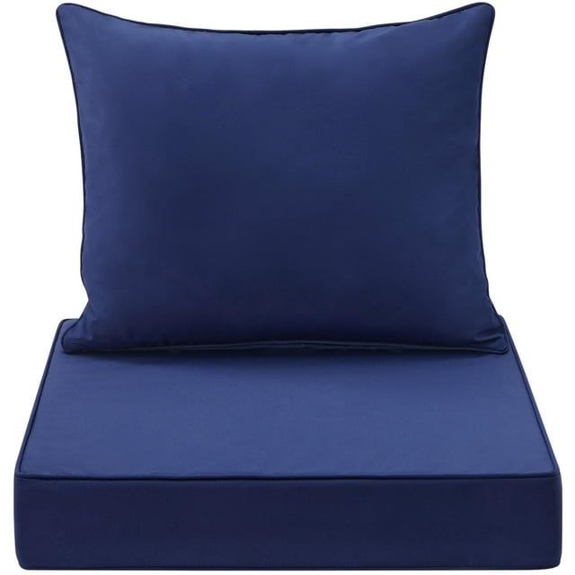 WEOAVRY Juego de cojines para asiento de exterior, 19 x 19 pulgadas, cojines impermeables y resistentes a la decoloración para muebles de patio, funda extraíble, cojín profundo para asiento y respaldo