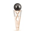 thumbnail image 3 of ANGARA Tahitian Cultured Pearl and Diamond Criss-Cross Ring in 14K Rose Gold for Women | June Birthstone, Birthday, Anniversary, Jewelry Gift for Women | Natural Pearl Ring, 3 of 9