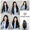 thumbnail image 3 of Pelucas sintéticas largas y rectas para mujer, cabello Natural negro oscuro, parte media, Cosplay diario, fibra resistente al calor, 3 of 4