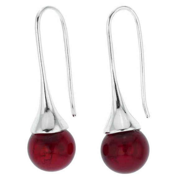 GlassOfVenice Murano Glass Drop Earrings - Ruby Red