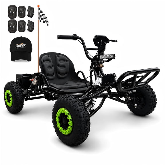Zyliathor Electric Go Kart for Adults & Teens, 48V 20Ah Up to 30 Mile Range, Peak 2500W Off Road Go Kart, 3 Speed 12-31 MPH, 4-Wheel Suspension, Water-Resistant Wiring