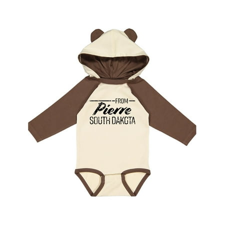 

Inktastic From Pierre South Dakota in Black Distressed Text Gift Baby Boy or Baby Girl Long Sleeve Bodysuit