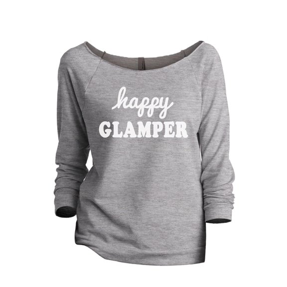 Happy Glamper Women's Fashion Slouchy 3/4 Sleeves Raglan Lightweight Sweatshirt Sport Grey X-Large