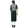 thumbnail image 2 of Bimba Women Black Straight Ladies Kurta With Printed Jacket Kurti Tunic Clothing, 2 of 8