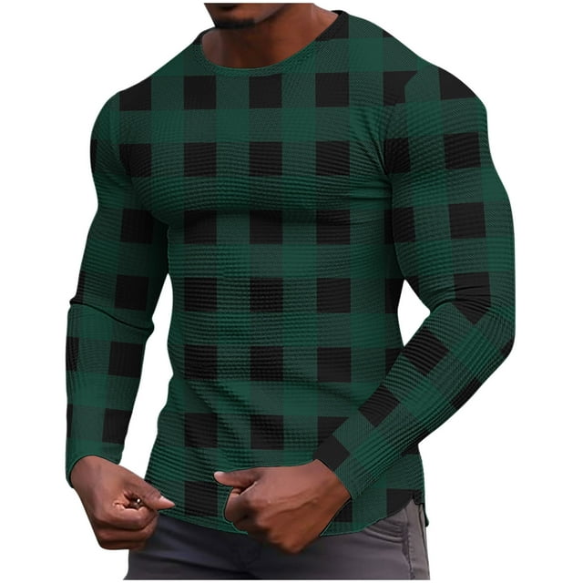 WRKEKC Chemises à Manches Longues pour Hommes Couleur Unie Bloquée Décontractée Ample Élastique Gym Loungewear Texturé Col Rond pour Usage Quotidien et Entraînement Physique