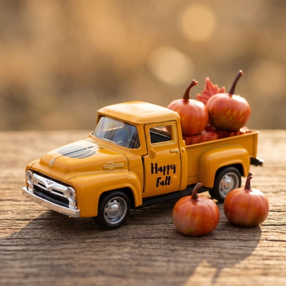 Thanksgiving Truck Decor Indoor, Pumpkin Metal Truck Decorations for Home Indoor, Mini Cute Pumpkin Tiered Tray Decor, Farmhouse Kitchen Tabletop Centerpiece Decorations