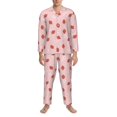 thumbnail image 3 of Sikiie Floral Strawberr Mens Pajama Set, Soft Warm Long Sleeve Sleepwear, Cozy Button-Down Pjs for Men-Medium, 3 of 7