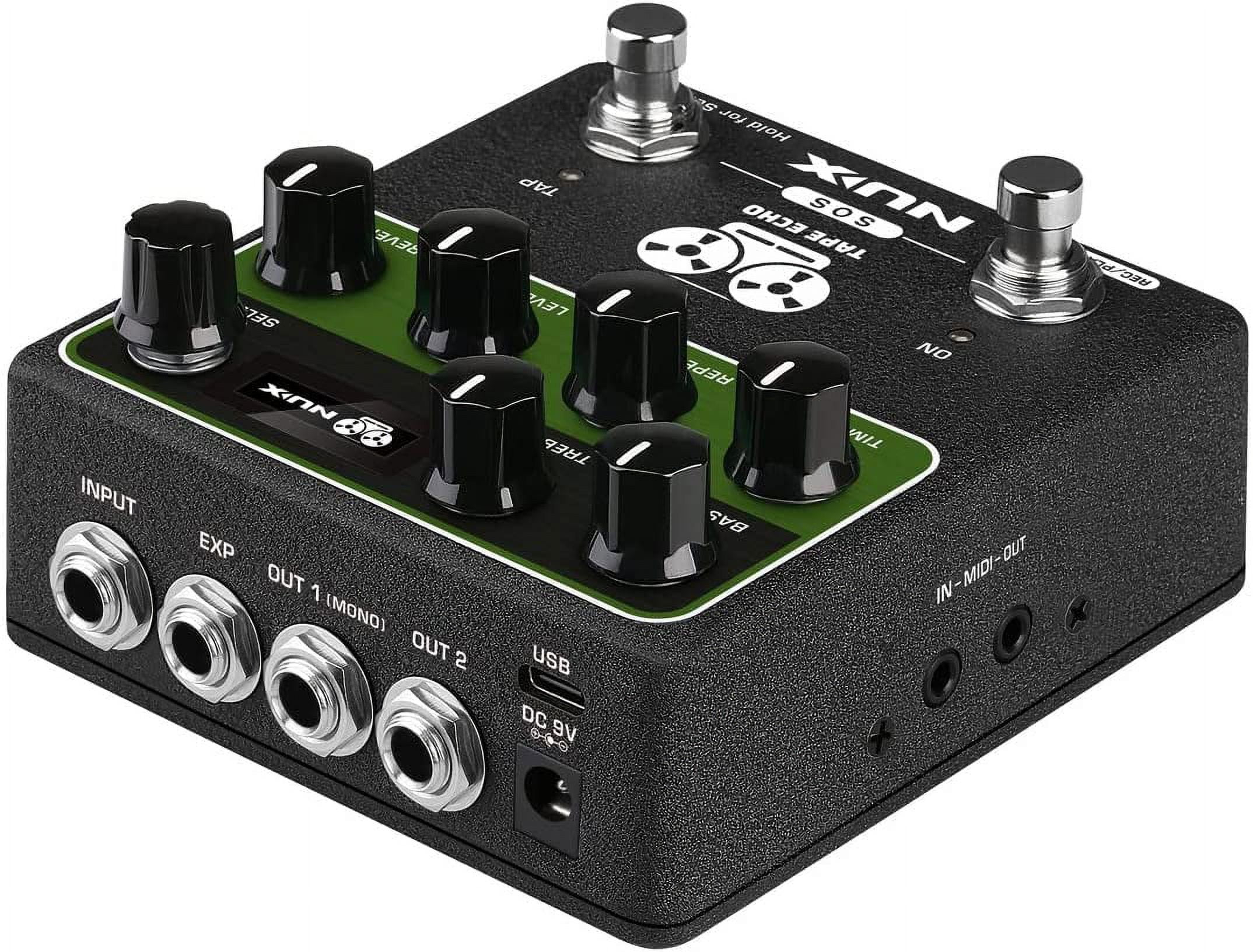 NUX Tape Echo Multi Tape Head Space Echo With Tap Tempo and Looper Effects Pedal Black