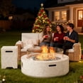thumbnail image 7 of 3-Piece Propane Fire Pit Table Set w Tank Table & Glass Wind Guard, 41-Inch Outdoor Gas Fire Table 50,000BTU– Modern Terrazzo Round Firepit for Patio, Garden, and Backyard, 7 of 7