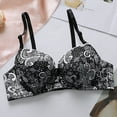 thumbnail image 4 of Bigersell Womens Bras with Underwire Ladies Floral Print V-Neck Push up Padded Bra Hook and Eye Bra Closure Everyday Bras Women Lingerie Bras Black M, 4 of 6