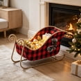 thumbnail image 5 of Christmas Sleigh Shaped Candy Flower Storage Blasket, Vintage Classic Plaid Style Flower Basket Sturdy Reinforced Gift Storage Candy Basket for Christmas Party Family Home Decor Tabletop Display, 5 of 6