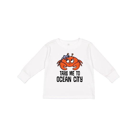 Inktastic Ocean City Maryland Cute Crab Boys or Girls Long Sleeve Toddler T-Shirt