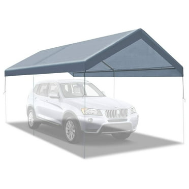 Canopy 10'x20' Carport Replacement Canopy Outdoor Tent Garage Top Tarp Shelter Cover w Bungees (Grey)