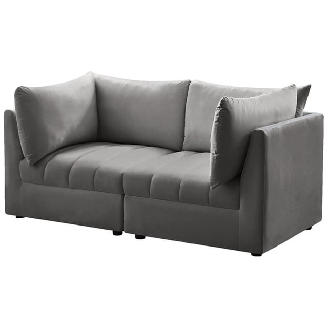 Meridian Furniture Jacob Modular Sofa with Soft Grey Velvet Upholstery, Grey