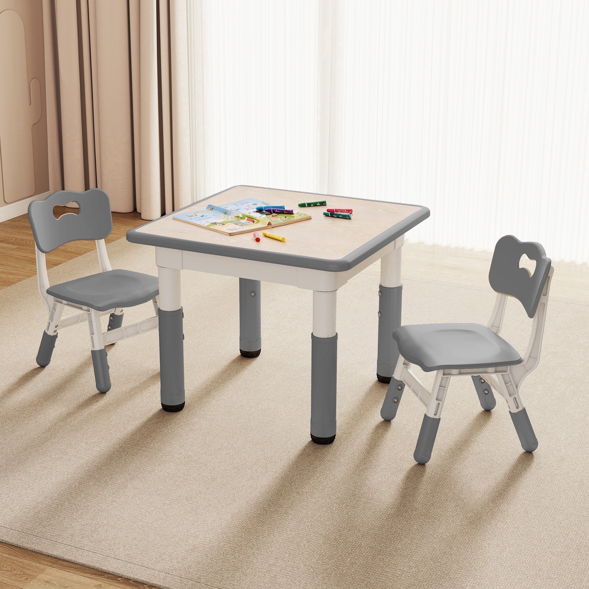 Gitawusa Sophia Kids 3-Piece Multifunction Activity Table and Chair Set, Gray