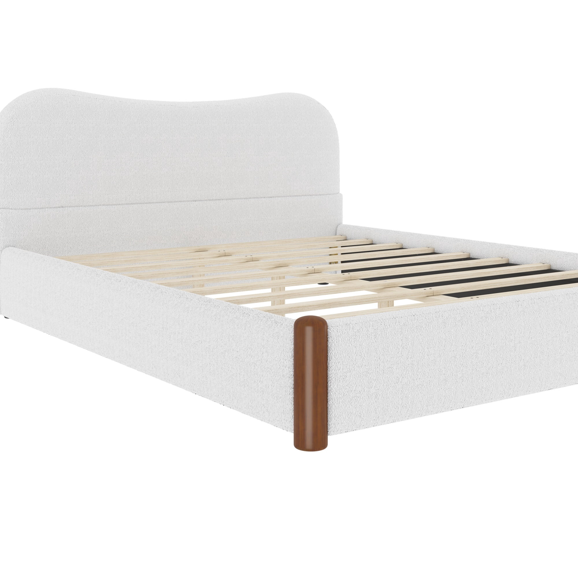 Euroco Upholstery Queen Size Platform Bed, White