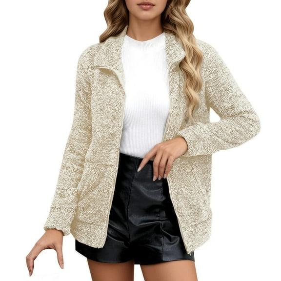 Jacket for Women Zipperr Long Sleeve Comfort Warm Jackets Fall Clothes Women Coat