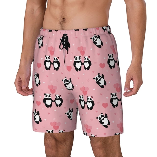 Fotbe Valentine'S Day Panda Traje de Baño para Hombre – Shorts de Natación de Secado Rápido con Forro y Bolsillos-Medium