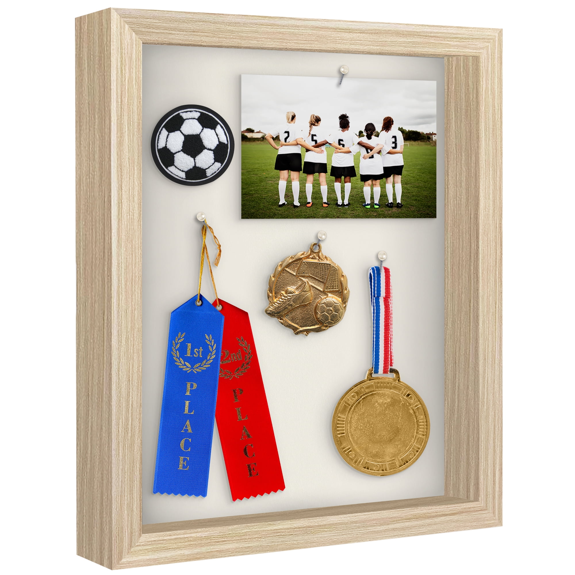 Americanflat 11x14 Shadow Box Frame with Shatter-Resistant Glass Silhouette - Dark Oak with Soft Felt Back