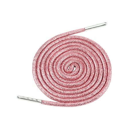 INSPIRE CHIC Round Metallic Glitter Shoelaces Colorful Fashion Shoe Laces for Athletic Sneakers Shoes Boot Strings 2 Pairs Deep Pink 100cm/39.37