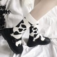 thumbnail image 4 of Calcetines de mujer ZHAOCHENG (2 pares) algodón suave blanco y negro con rayas y estampado de vaca, 4 of 5