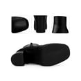 thumbnail image 3 of BLISSFUL STEP Women's Ankle Boots Faux Leather Platform Block Heel Squared Toe Zipper Closure Boots Black 6, 3 of 7