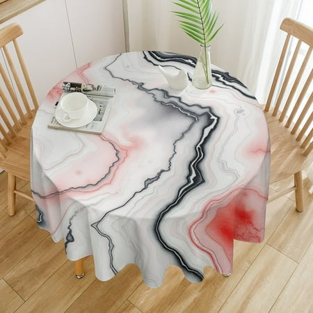 

Marble Round Polyester Tablelcoth Circular Table Cover Multi-purpose Backyard Barbecue Picnic Decor